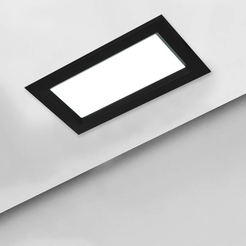 12W LED Indoor Panel Light Hotel Aisle Aluminum Recessed Lighting Grille Ceiling Lamp Fixture Living Room Black/White Finish