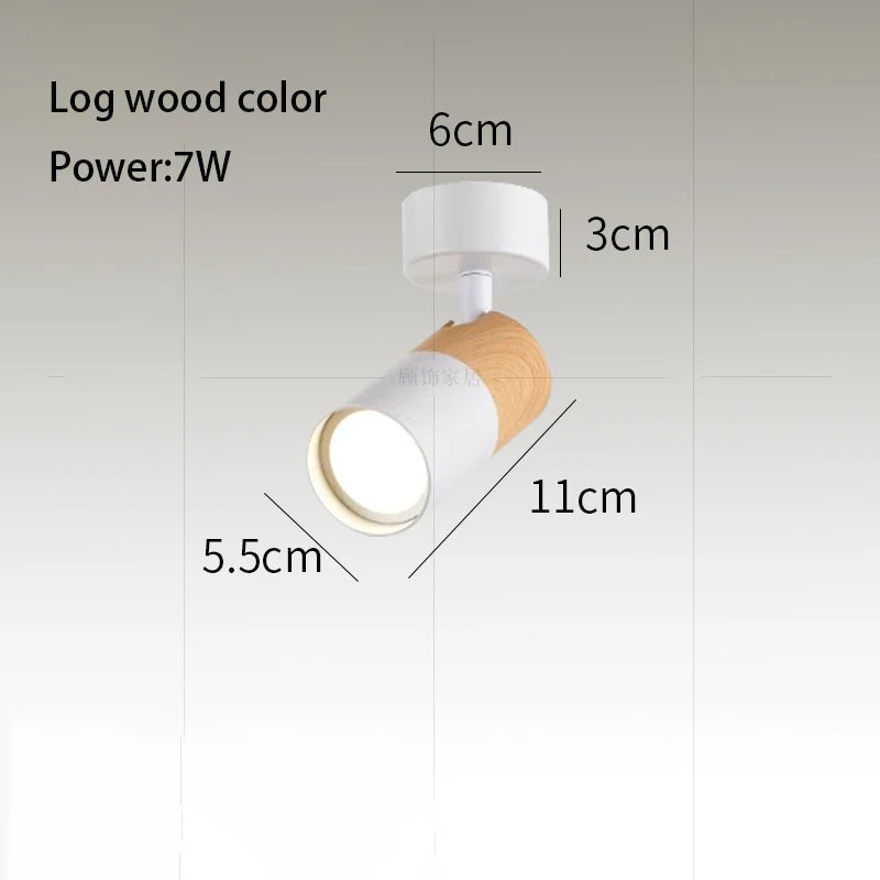 Led Spotlights GU10 Bulb Replaceable Spot Light Walnut Log Wood Color Surface Mounted Ceiling Lamp Adjustable Angle COB 110V 220