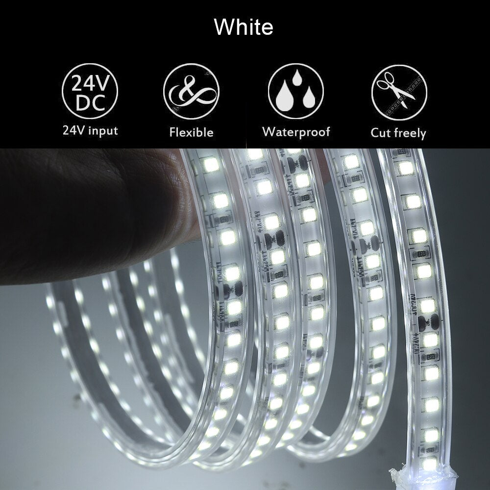 LED Strip Waterproof 12V 24V DC IP67 Natural White 4000K /Warm White 120LEDs/m 2835 Flexible Tape LED Light Lamp