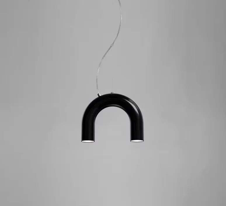 Oblure Arch Chandelier Post Modern Design Pendant Light for Coffee Living Room Kitchen U Shaped Lamp Blue Metal Macaron Lamp