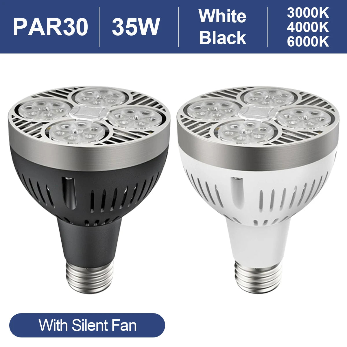35W PAR30 E27 220V LED Light Spotlights Lamp 24 Degree Angle Cool Warm Neutral White 3000K 6000K For Show Room Shop Bar Decor