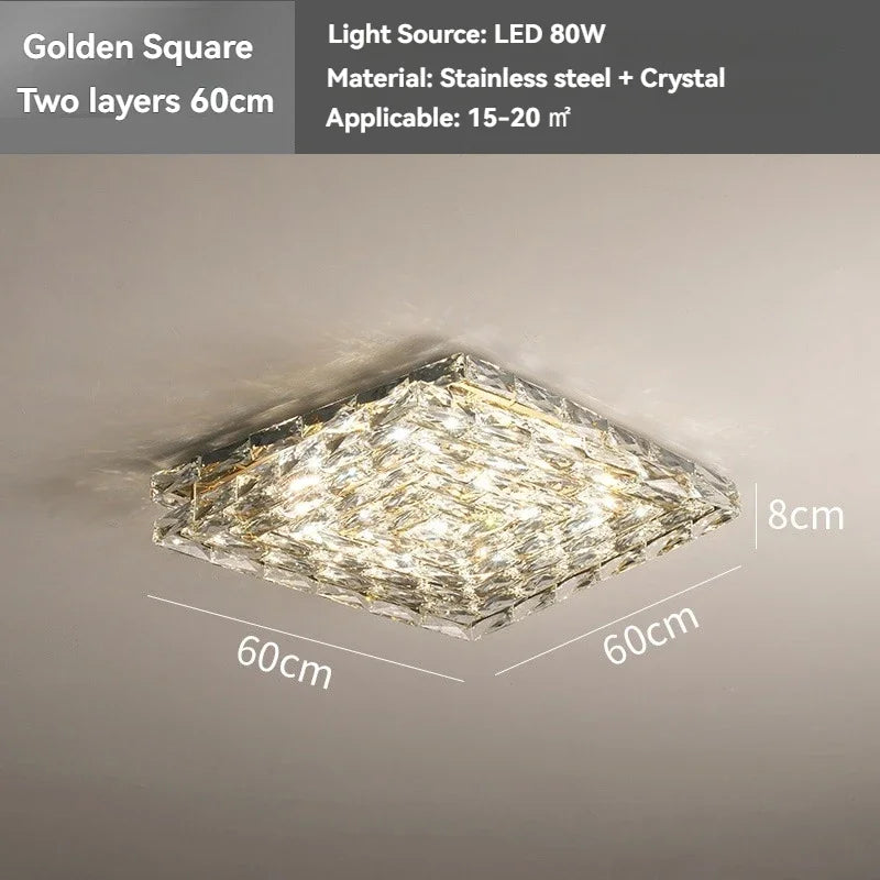 Luxury Modern Crystal Ceiling Light Chandelier - Flush Mount Ceiling Lamp Fixture for Living Room, Master Bedroom & Home Decor