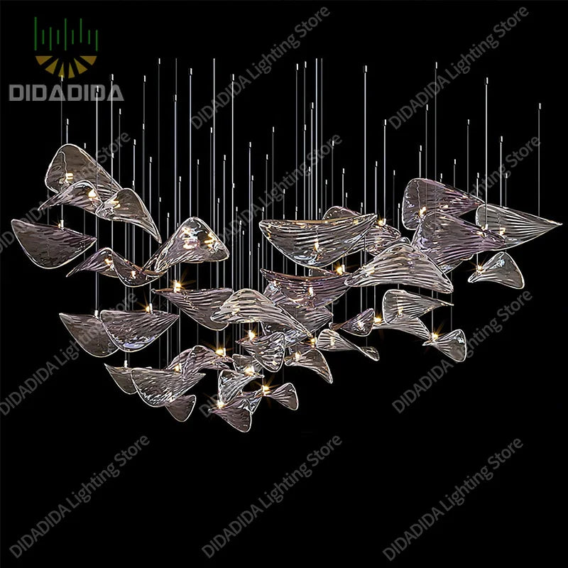 2026 New French Clear Glass Lustre Chandelier, Custom Hardware Pendant Lamp for Duplex Stairwell, Elegant Light for Ceilings