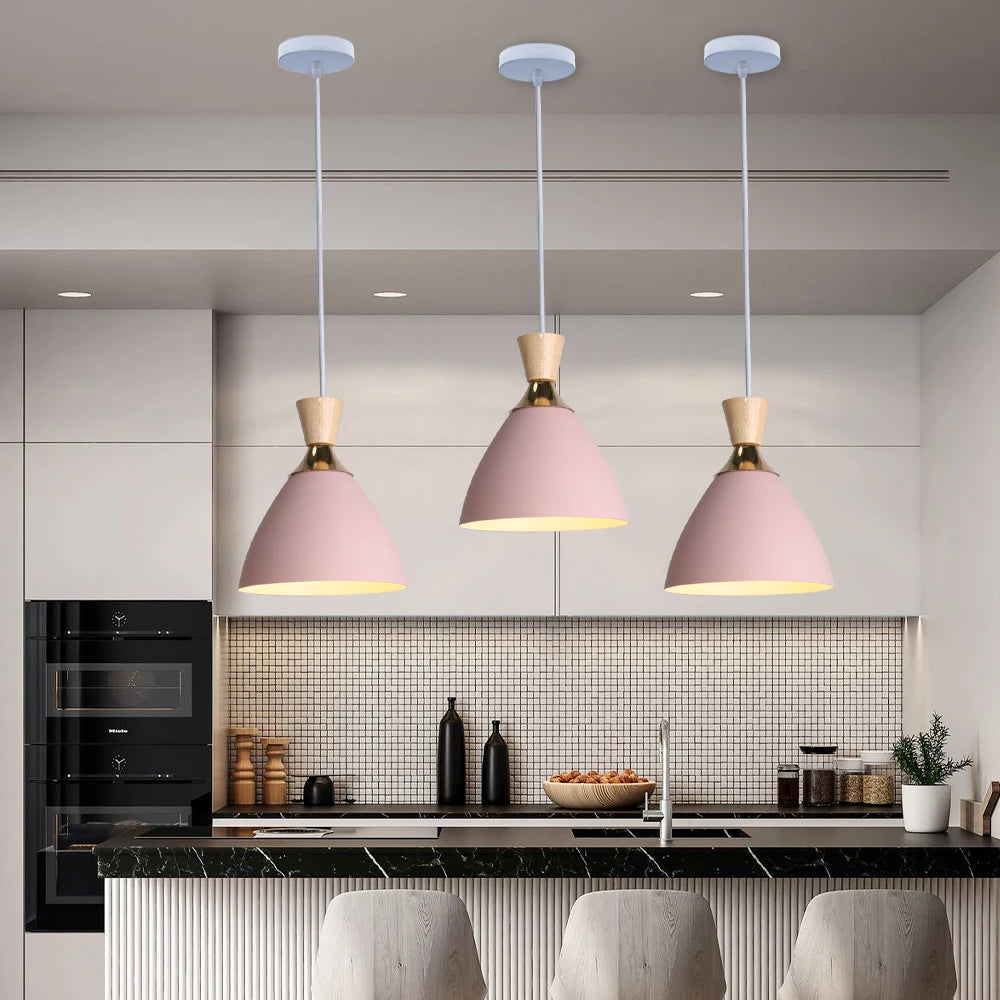 Nordic Pendant Lamps Modern Hanging Light Single Head Pendant Lights Bedroom Kitchen Dining Living Room Lamp Wood Pendant Lamps