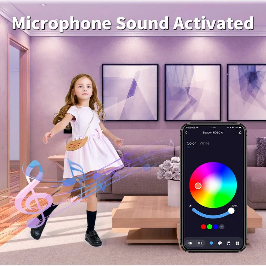 1-5PCS Graffiti Bluetooth Intelligent RGBCCT LED Downlight Full Color Dimming Alexa Voice APP Control Tuya Downlights 10W 15W