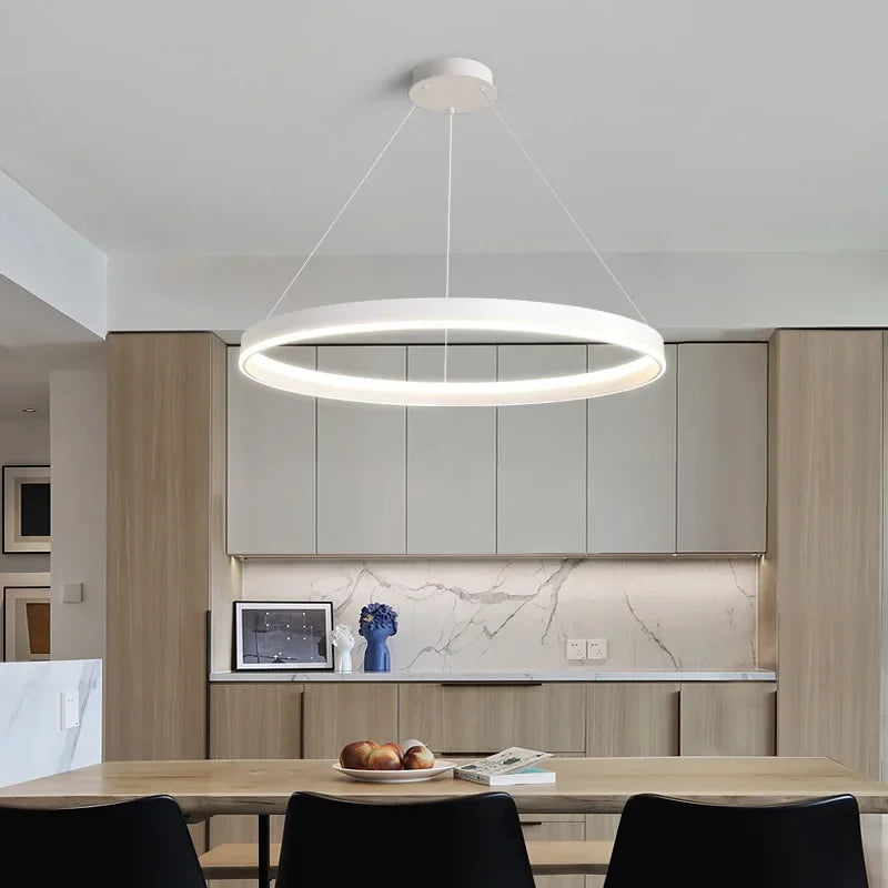 Modern Minimalism Round Ring Led Chandeliers Lighting Living Room Office Lustre Pendant Lights Home Decor Bedroom Hanging Lamps