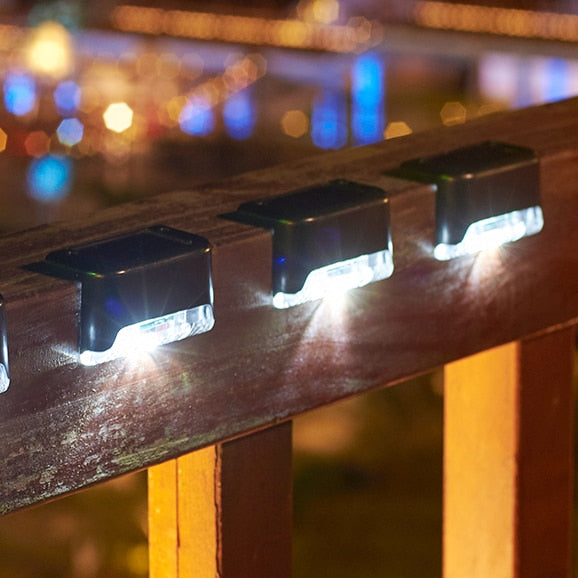 Warm White LED Solar Step Lamp Path Stair Outdoor Garden Lights Waterproof Balcony Light Decoration for Patio Stair Fence Light