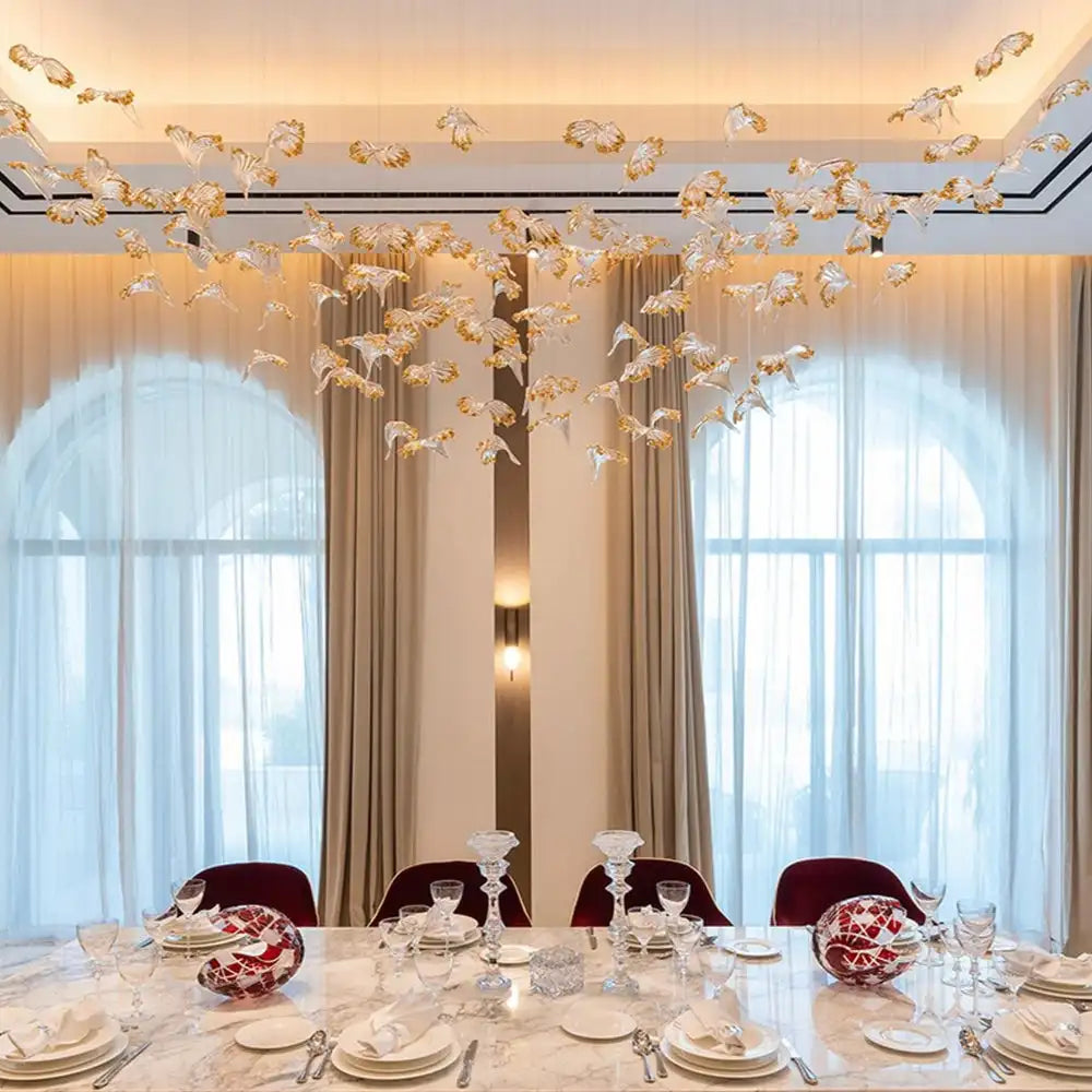 2026 New French Amber Ginkgo Leaf Lustre Chandelier, Custom Can Light Hardware Pendant Lamp for Restaurant, Decor for Ceilings