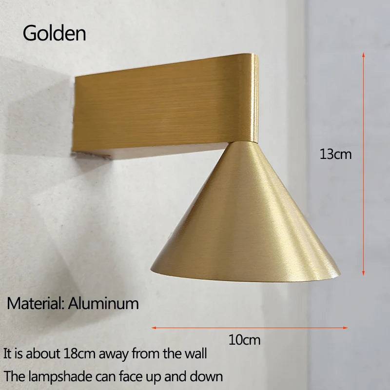 Italian Designer's Minimalist Aluminum Bedside Wall Lamp Corridor Staircase Background Wall Conical Geometric Warm Wall Lamp