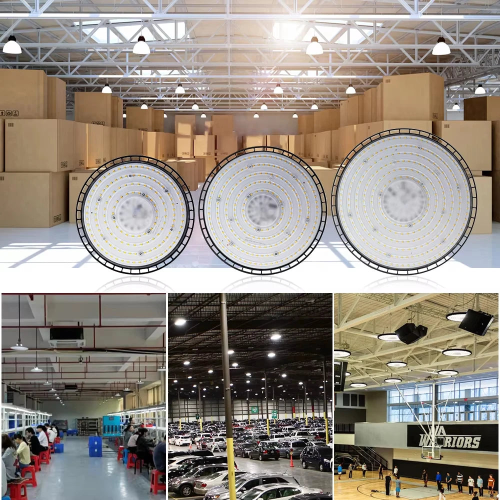 UFO LED High Bay Light (100W/150W/200W/300W) - Super Bright Commercial Industrial Overhead Lighting for Warehouse, Garage & Market