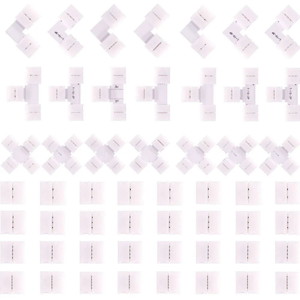 LED Strip Solderless Led Connector 2/3/4/5PIN L/T/X Shape Corner Connector For 10mm WS2811 WS2812 3528 5050 RGB Led Strip Light