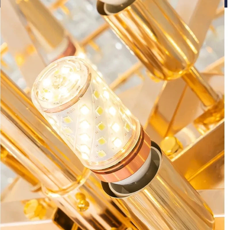 Double-Storey House Living Room Chandelier Hollow And Luxurious Modern And Retro Crystal Lamp-Style Multi-Story Villa Hall Light
