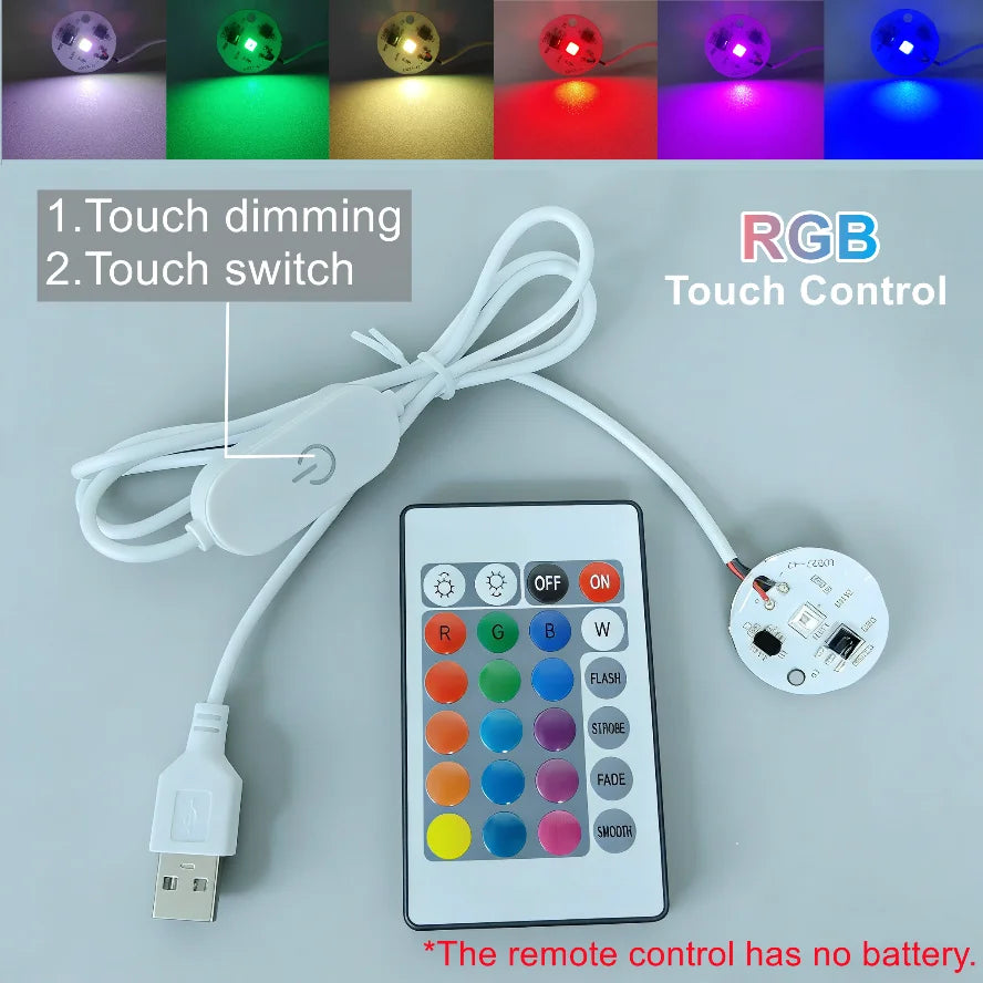 1/2/4 Pcs Dimmable 5V USB RGB LED Light Board with Remote Control - High-Brightness Colorful Gradient Module PCB Panel for DIY Model Display