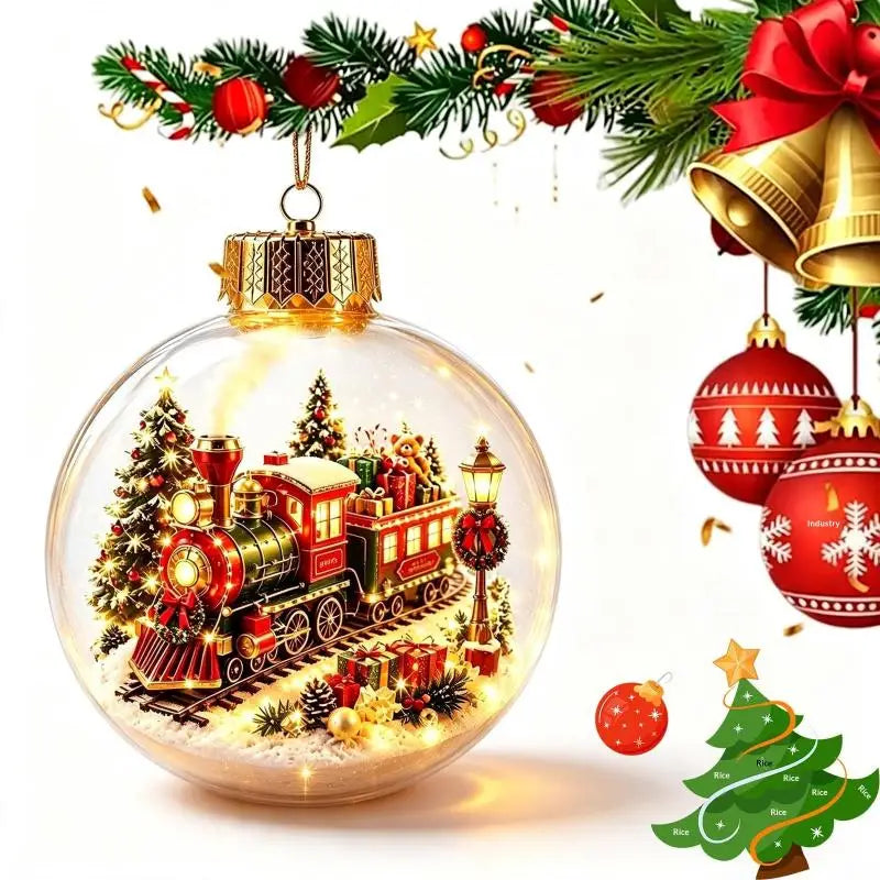 Glowing Christmas Story Ornament - Glowing Christmas Diorama Ornament, Light-Up Mini Scene With Warm LED Light, Light-Up Mini