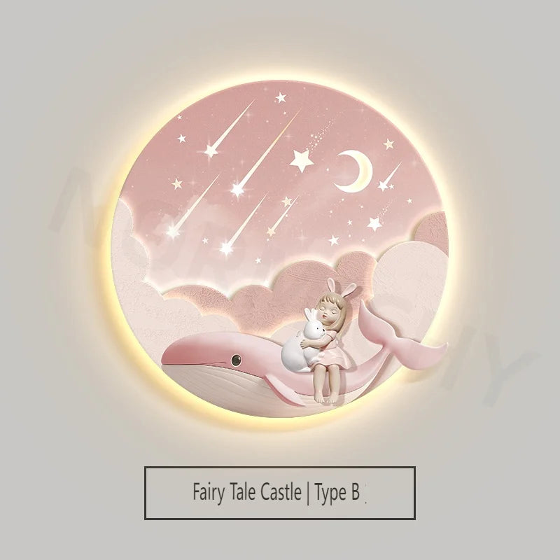 Children's Room Decoration Painting Wall Lamp Girls' Room Hanging Painting New Creative Cartoon Castle Lamp Painting bedroom LED