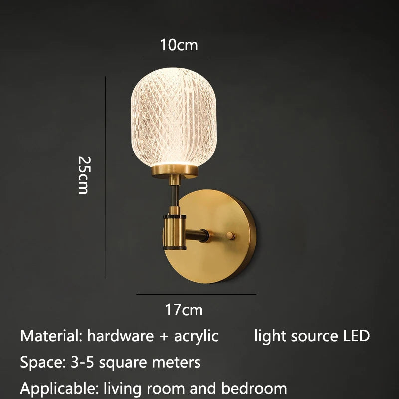 Nordic LED Light Luxury Wall Lamp Modern Warm Bedroom Bedside Lamp Living Room Background Wall Decoration Wall hanging Furniture