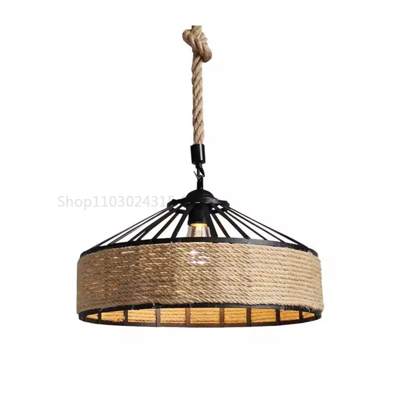 Classical Hemp Rope Pendant Light - Retro Antique Industrial Iron Chandelier