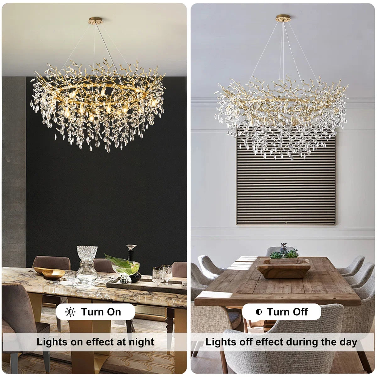 Retro K9 Crystal Tree Branch Chandelier - Modern LED Pendant Light Fixture for Villa Lobby, Foyer, Living Room & Weddings