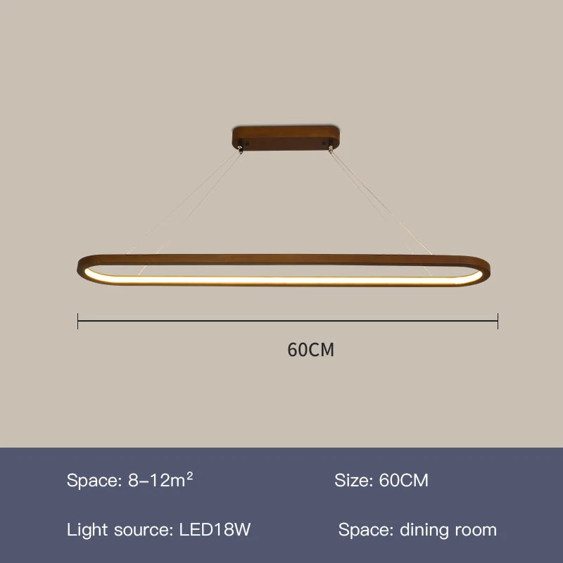 Wood/LED Pendant Lamp For Dining Room Minimal Home Decor Long Table Ring Kitchen Modern Hanging Chandelier Indoor Light Fixture