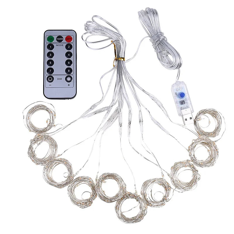6M/4M/3M USB Curtain Led String Lights with Remote Control Holiday Wedding Christmas Indoor Bedroom Decoration Hanging Lighting