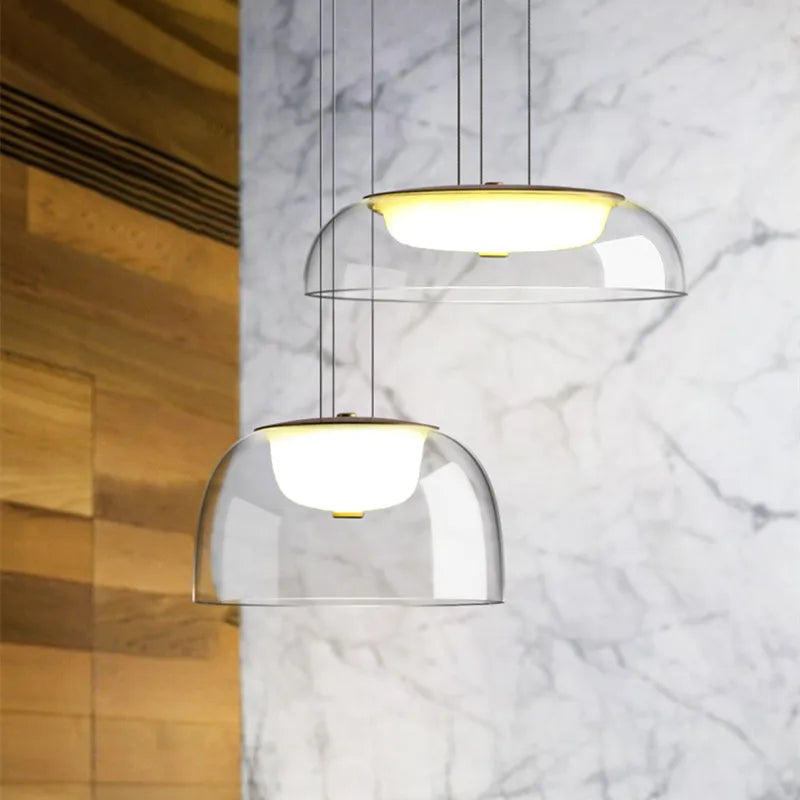 Modern Led Glass Pendant Light Bedroom Transparent Hanging Lamp Nordic Living Dining Room Lighting Kitchen Bar Suspension Lights