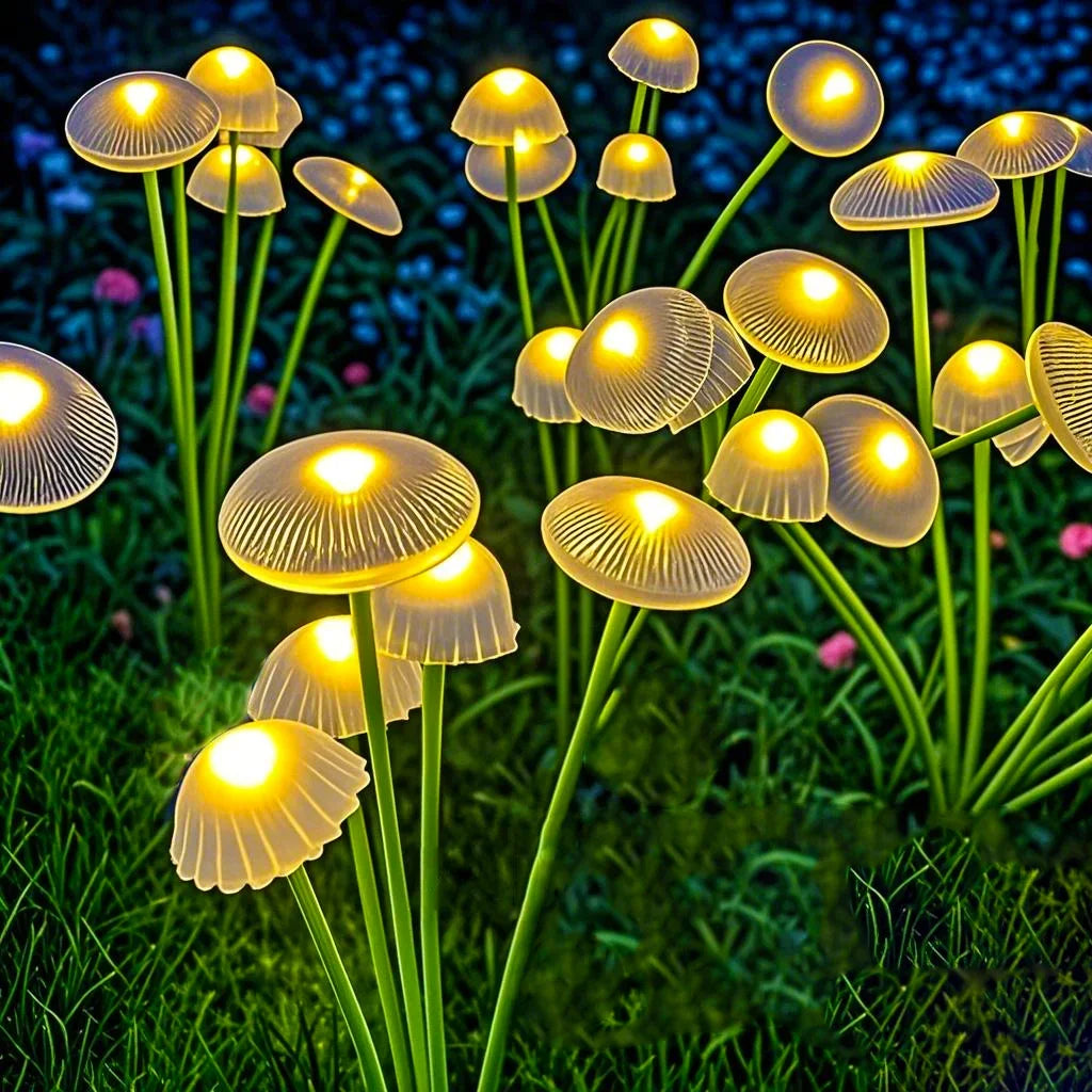 Solar Jellyfish & Mushroom Garden Lights - Dual Mode LED Waterproof Decor