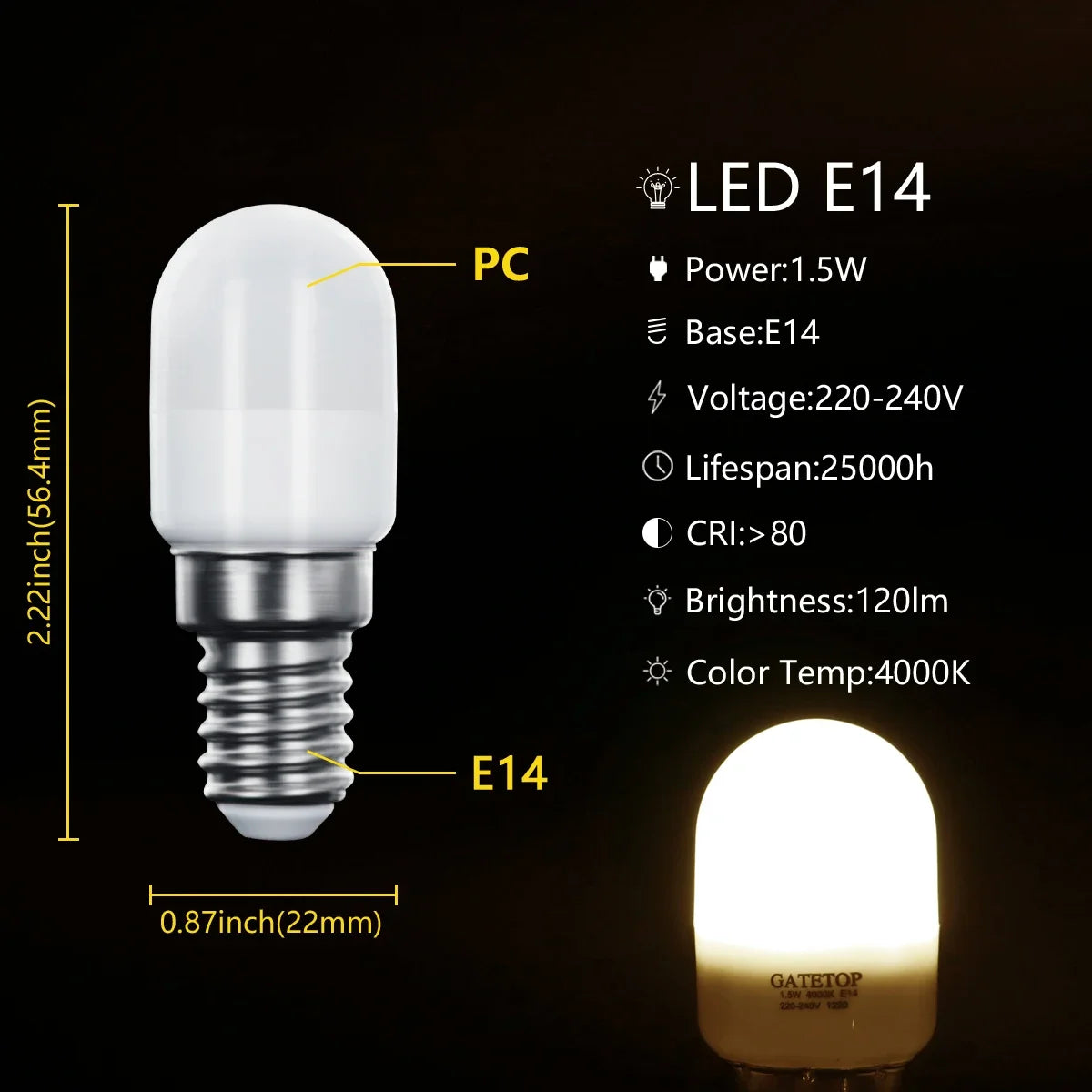 1–10 Pack E14 220V Mini LED Refrigerator & Cabinet Light Bulbs - Compact Night Light Spotlights