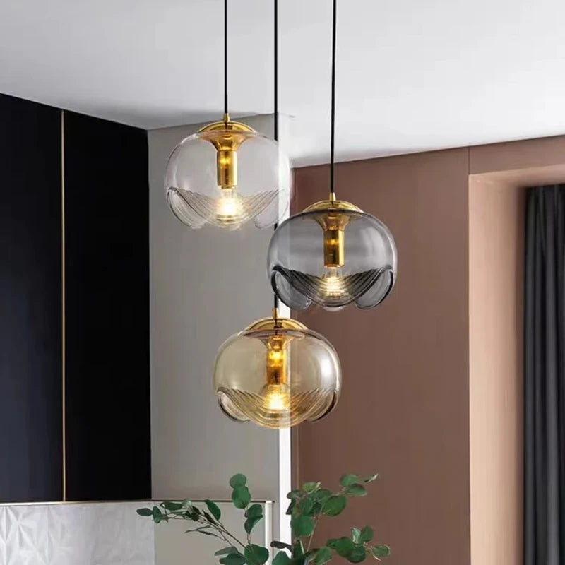 Modern Nordic Art Glass Design LED Pendant Lamp For Dining Room Kitchen Table Bedside Bedroom Decoration Small Chandelier Lights