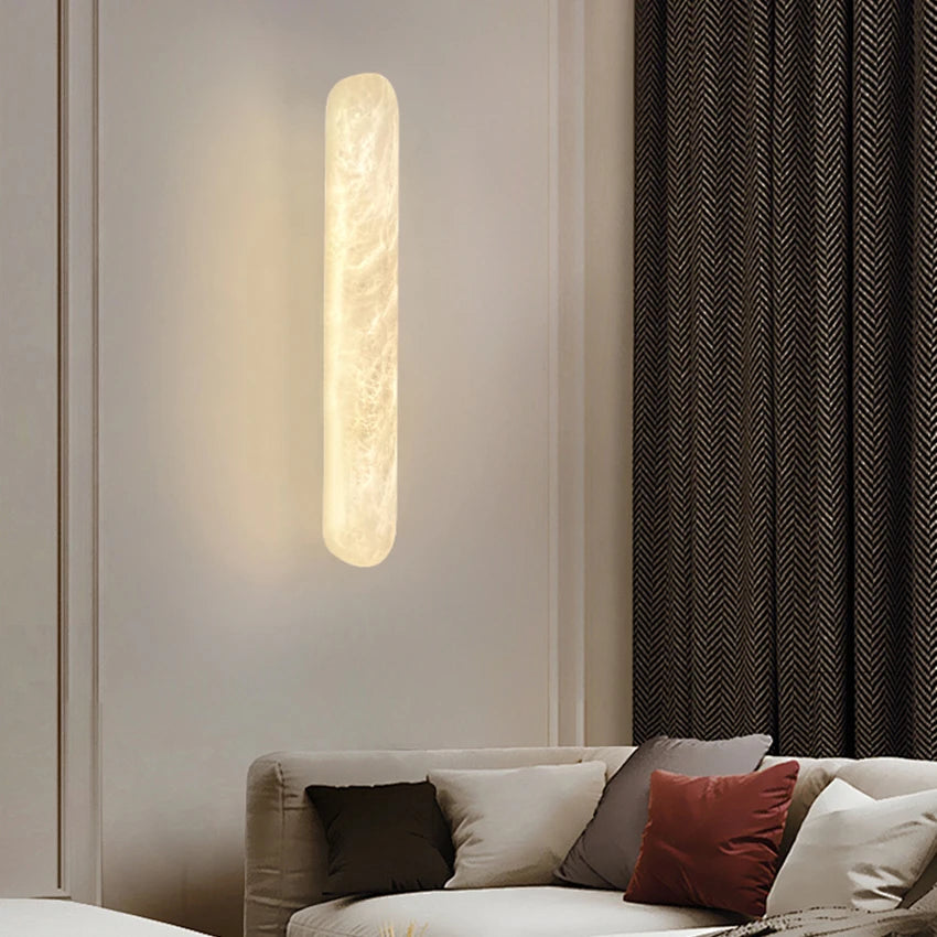 2026 Modern Luxury Natural Marble Wall Lamp - LED Long Oval Stone Sconce