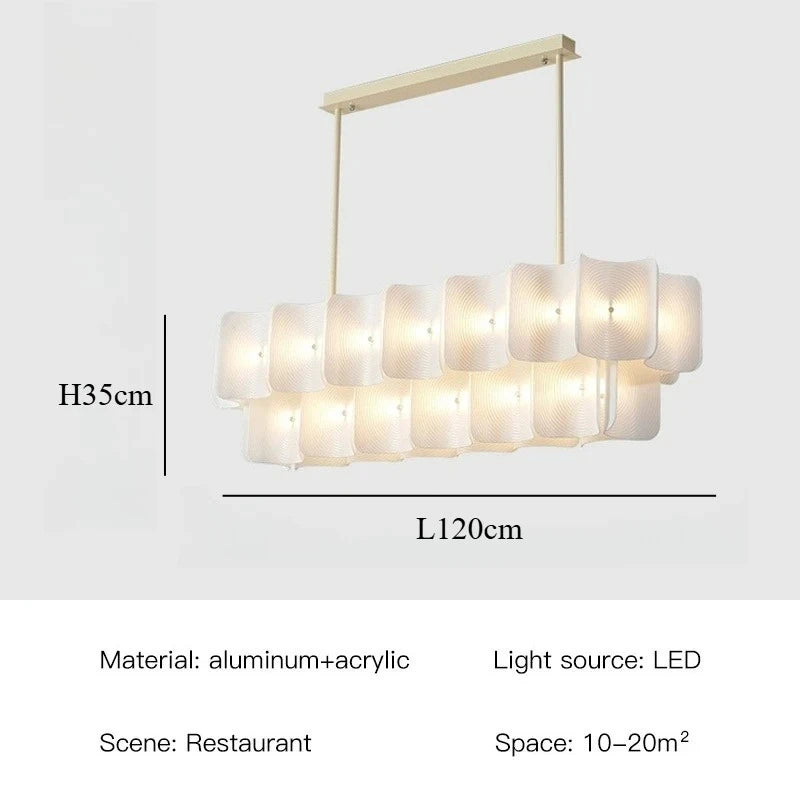 White Large Chandelier Minimalist Wabi Sabi Acrylic Lamp Dining Living Room Hotel Lobby Hanging Lamp Fixture