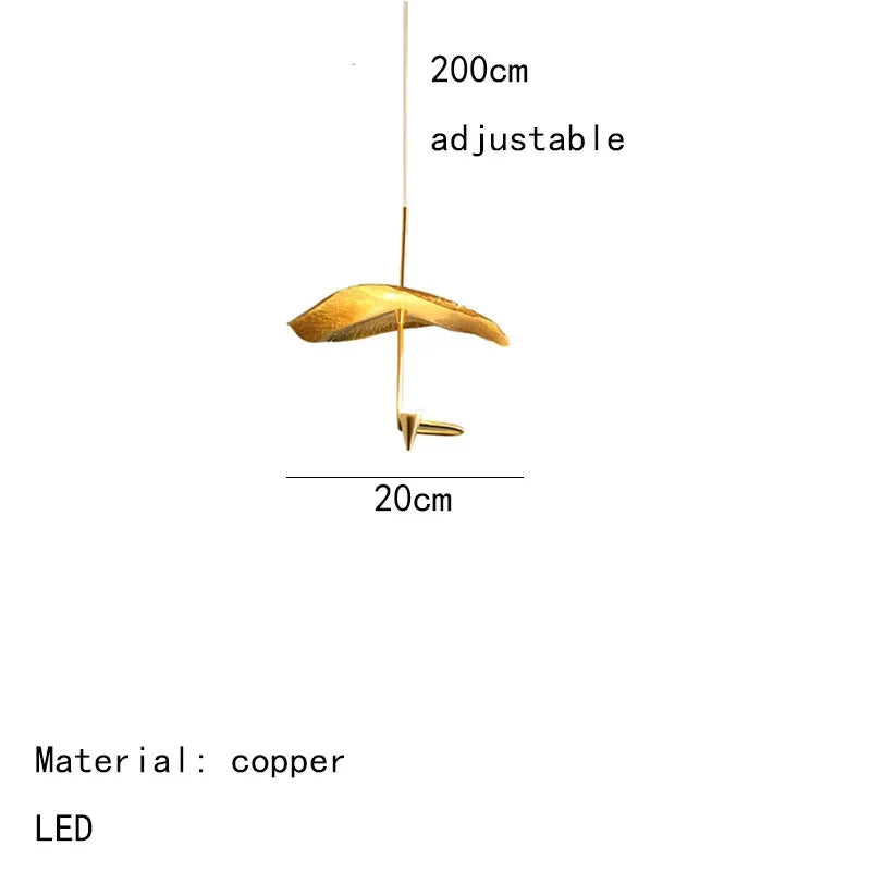 Modern Creative Copper LED Chandelier for Living Room Restaurant Kitchen Bedroom Designerhanging Lamp Art Decor Lighting Fixture