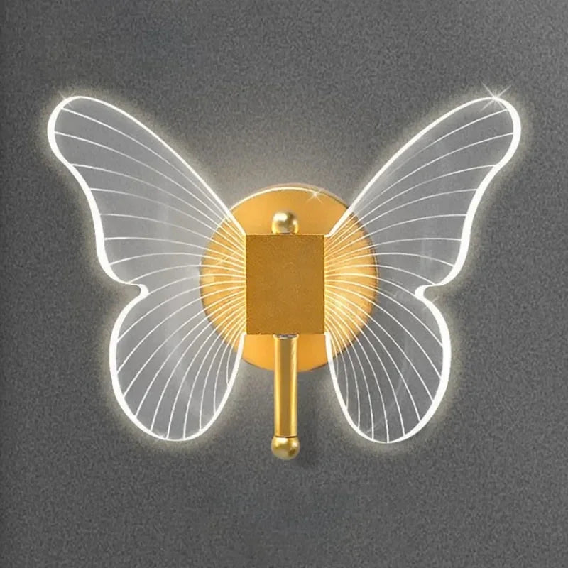 Gold LED Butterfly Lights Home Indoor Staircase Hanging Chandleiers Lamps Living Kitchen Island Bedroom Wall