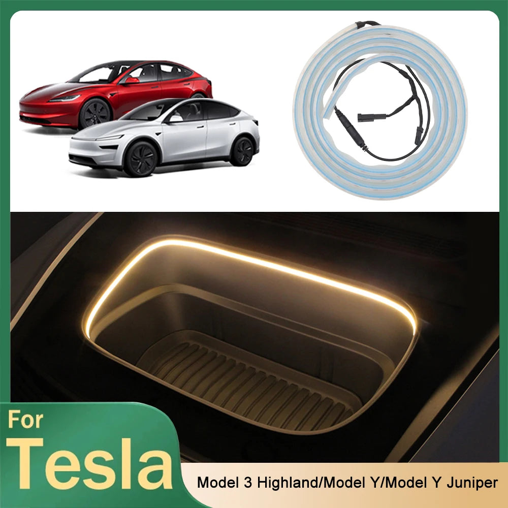For Tesla Model Y Juniper Model 3 Highland 2025 Front Trunk Frunk LED Ambient Surround Light Flexible Silicone Strip Accessories