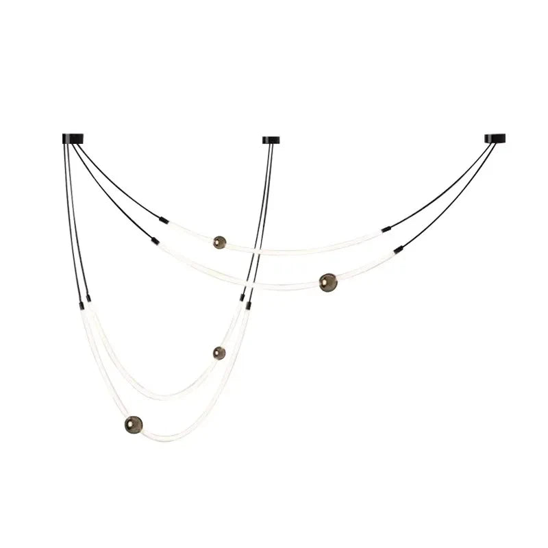 Modern Nordic Artistic Decorative Long Lines LED Pendant Light Hanging Lamps Exhibition Gallery Restaurant Lighting Fixture