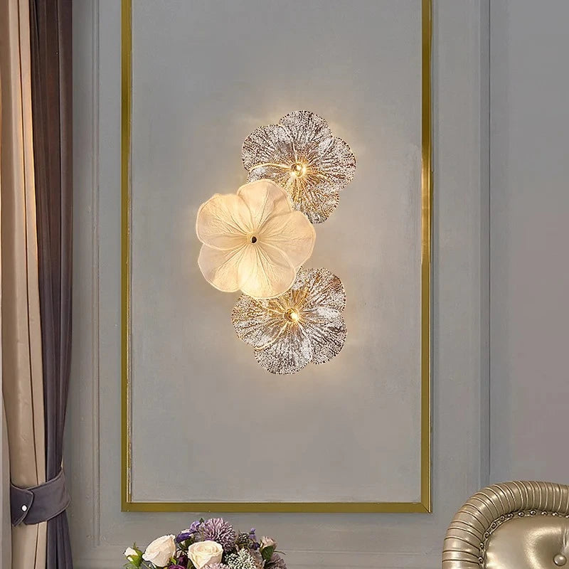 French Light Luxury Living Room Wall Light 2025 New Background Wall Decorative Light Bedroom Creative Flower Bedside Lamp