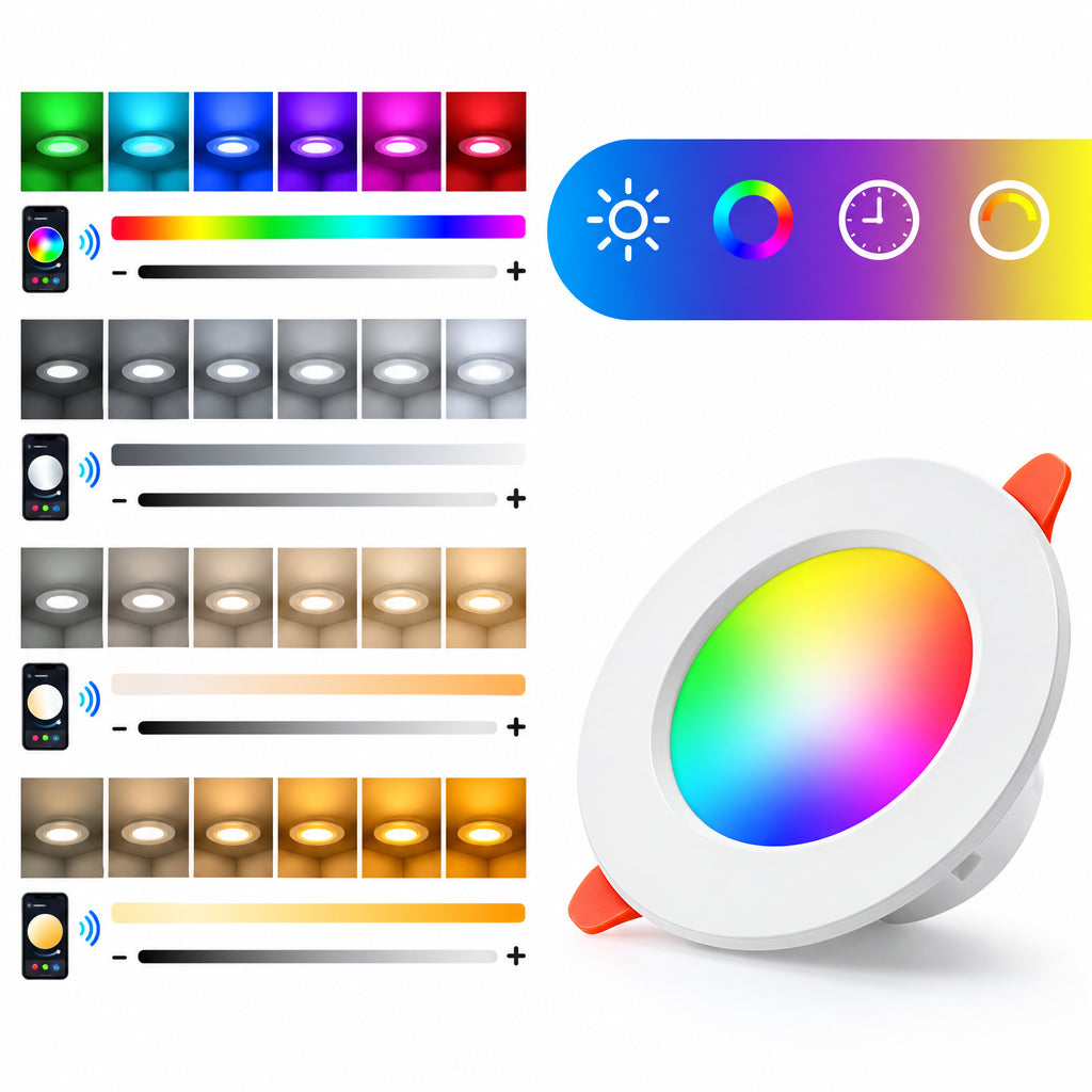 Intelligent RGB LED Tube & Downlight Lamp (AC85-265V) - Mobile Phone App Control Ceiling Light Fixture for Living Room & Office