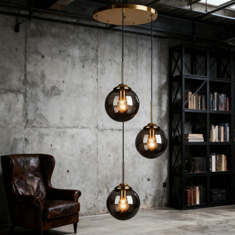Italian Designer LED Glass Ball Chandelier Ceiling Light for Dining Room Living Room Bedroom - Home Decorative Lighting