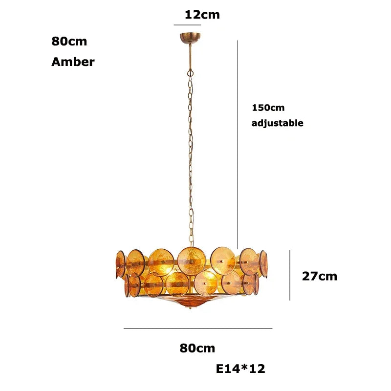 Lorenzo Chandelier Vintage French Living Room Hanging Lamp Orange Chandelier Villa Bedroom Dining Room Medieval Round Large Lamp