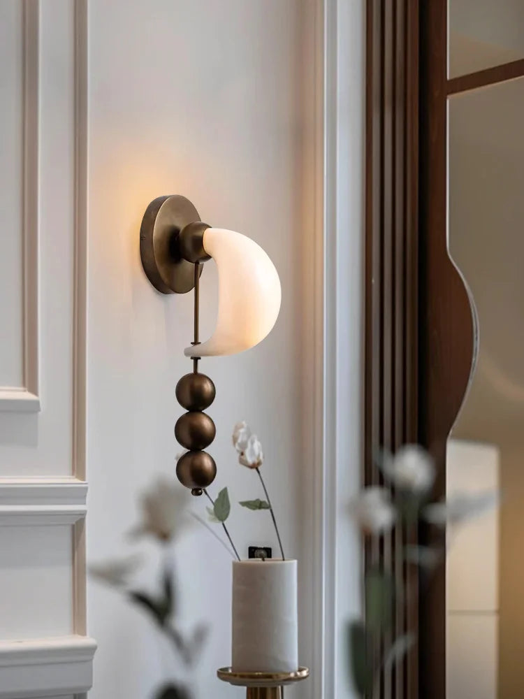 Modern Vintage Bronze White Glass Wall Lamp - 2026 Elegant Living Room Sconce