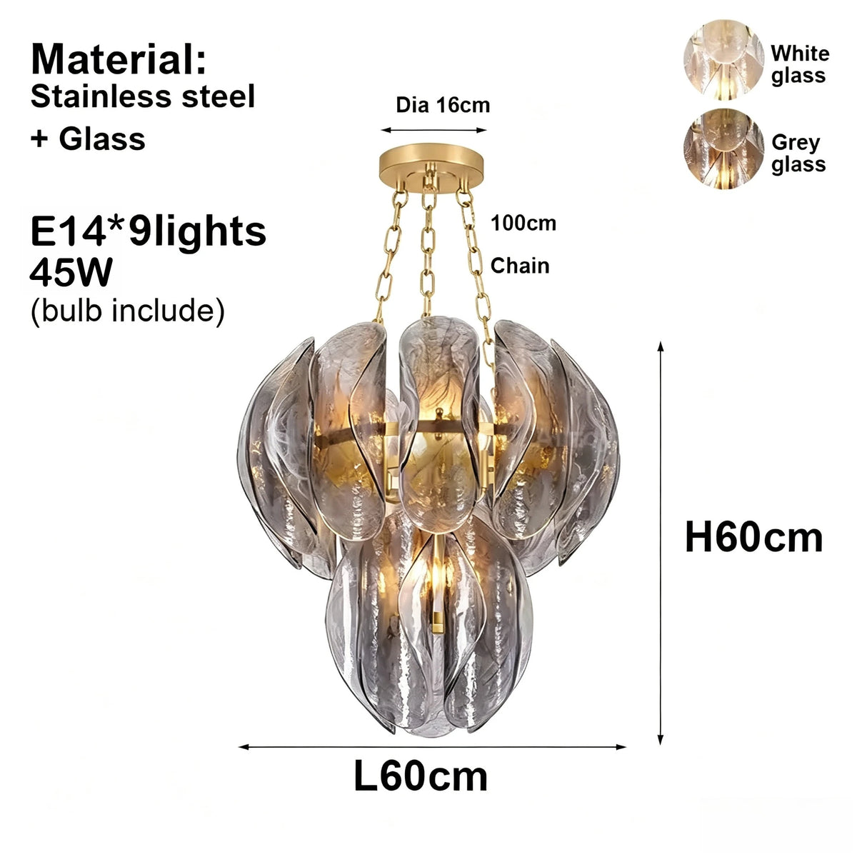 Luxury Murano Glass Chandelier (French Vintage Style) - Handcrafted Artisan Pendant Hanging Light Fixture for Living Room & Ceiling Decor