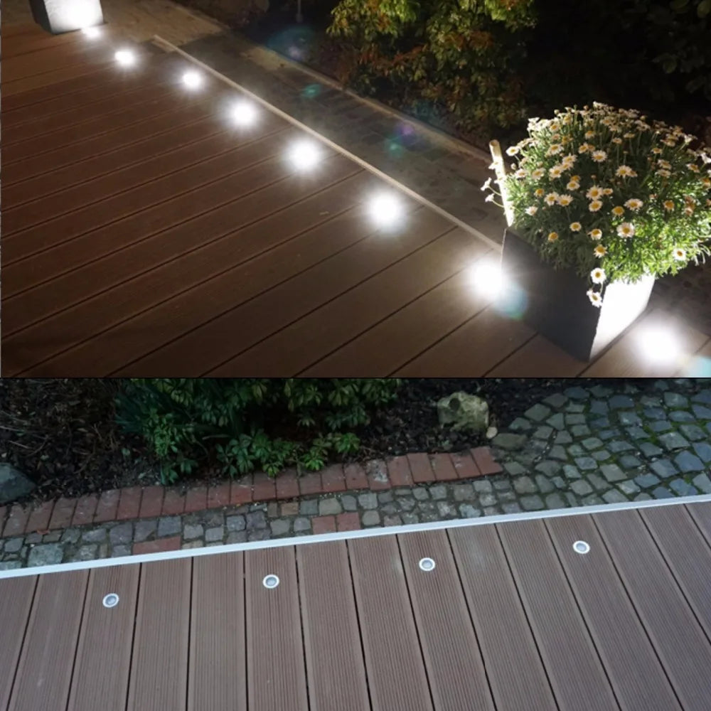 10Pcs Recessed LEDs Deck Lights DC12V Low Voltage IP67 Waterproof In-ground Lamp Landscape Light for Yard Garden Pathway Stairs
