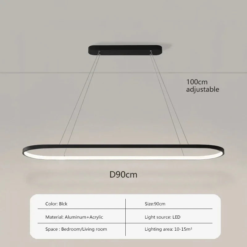 Modern LED Linear Pendant Light - Simple Line Hanging Lamp for Dining Room