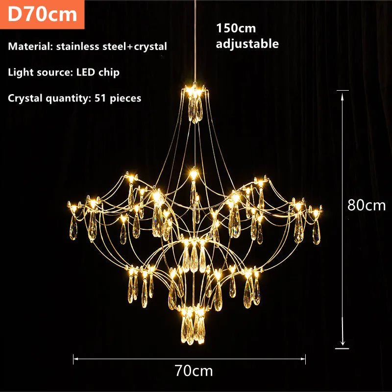 Modern Crystal Led Pendant Lights Living Room Dining Bedroom Hanging Lamp For Ceiling Firefly Lustre Decor Suspension Chandelier