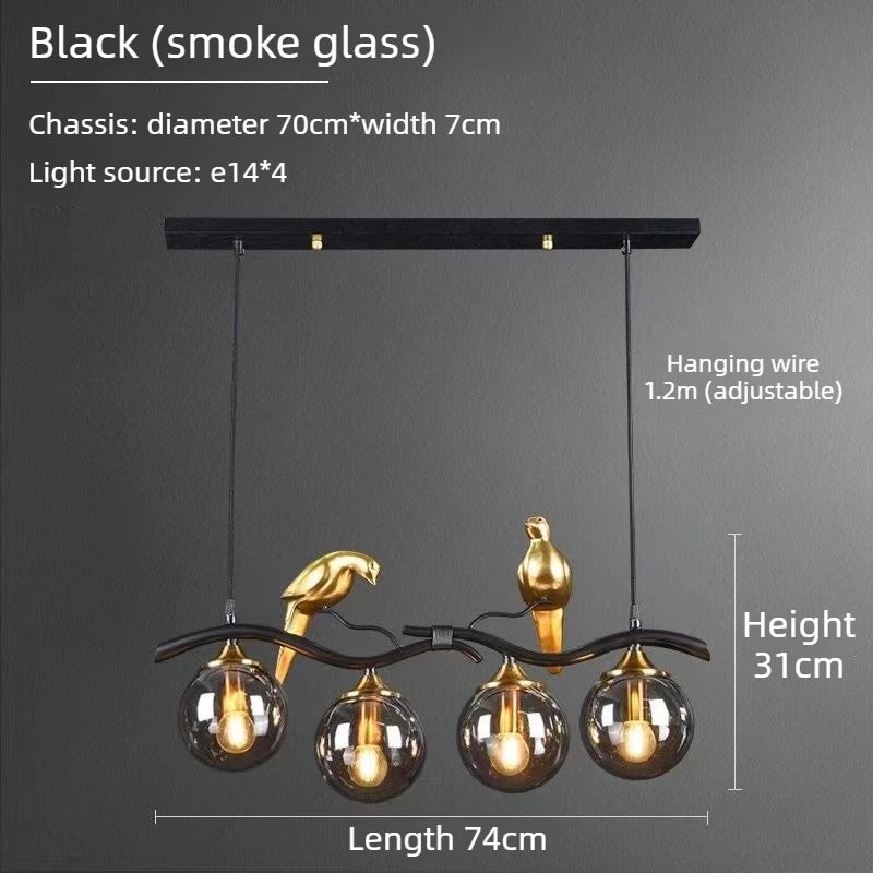 Nordic LED Glass Chandelier Modern Creative Bird Restaurant Dining Table Glass Pendant Light Living Room Bar Counter Decoration