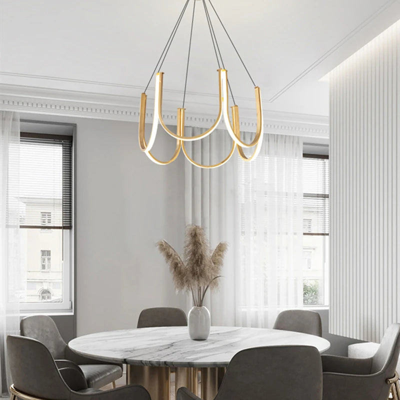 Nordic Gold Postmodern Minimalist Led Ceiling Chandelier For Living Room Bedroom Restaurant Indoor Lighting Pendant Lamp