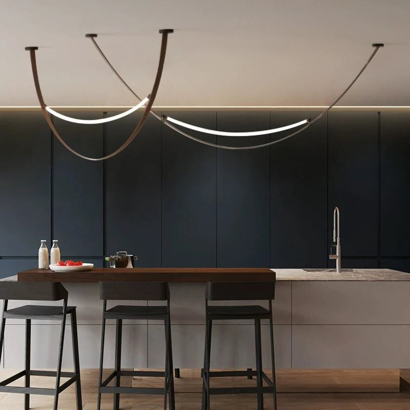 Nordic Modern Hanging Pendant Lamp Lustre Minimalist Line Design Led Light Home Decor Living Room Dining Hotel Salon Chandeliers