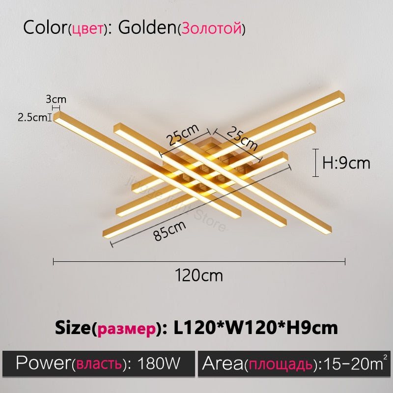 Black chandelier square bedroom lamps living room lamp led ceiling lamp Nordic minimalist creative led ceiling lamp strip lights