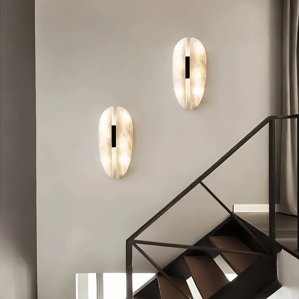 Italian Luxury Marble Wall Sconce Marble Copper Designer Wall Lamp for Villa Hotel Corridor Bedroom Background Aisle Wall Decor