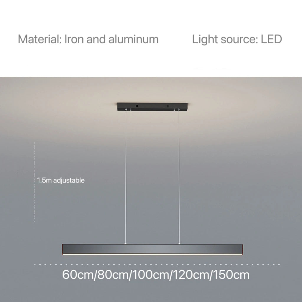 LED restaurant pendant light, dining table lighting, kitchen bar light, linear light, office pendant light, modern and minimalis
