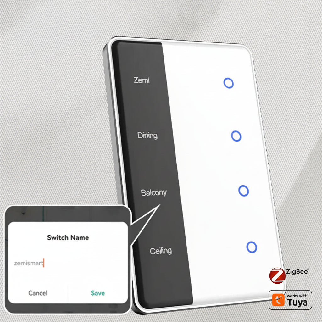 Zigbee DIY Smart Light Switch with Touch Screen Display - US Standard Tuya Wall Switch